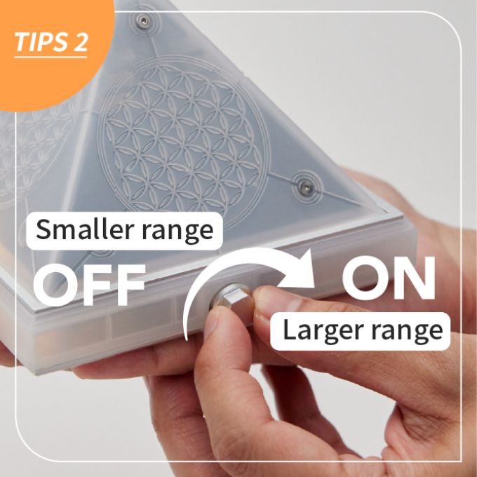 Tip 2: turn the knob clockwise from OFF (smaller range) toward ON (larger range)